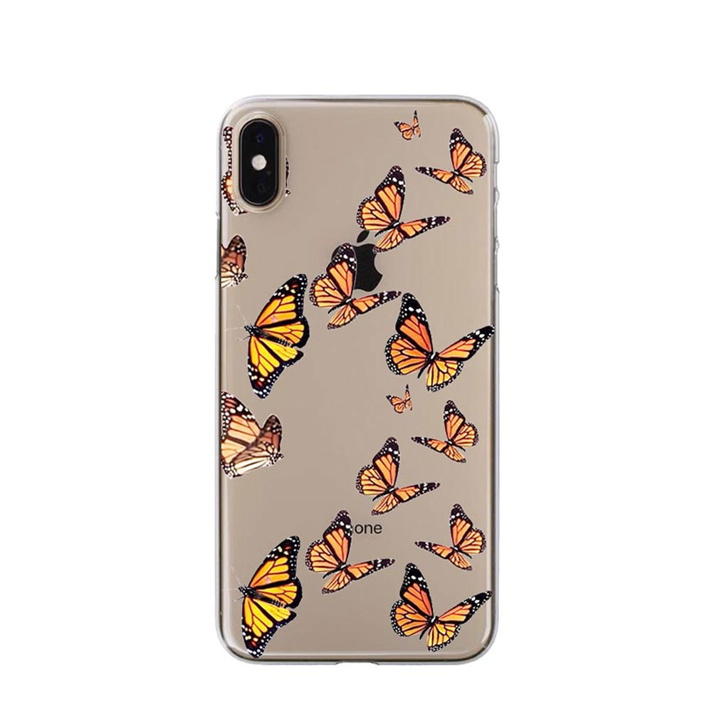 Image of Apfelkiste © - iPhone Xs Max Gummi Case Hülle Ultra Thin Orangene Schmetterlinge - Transparent bei Apfelkiste.ch