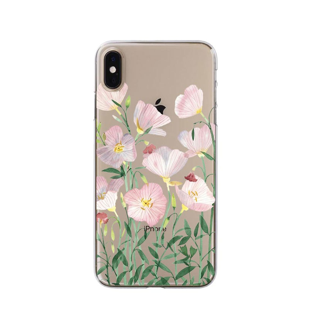 Image of Apfelkiste © - iPhone Xs Max Gummi Case Hülle Ultra Thin Rosa Blumen - Transparent bei Apfelkiste.ch