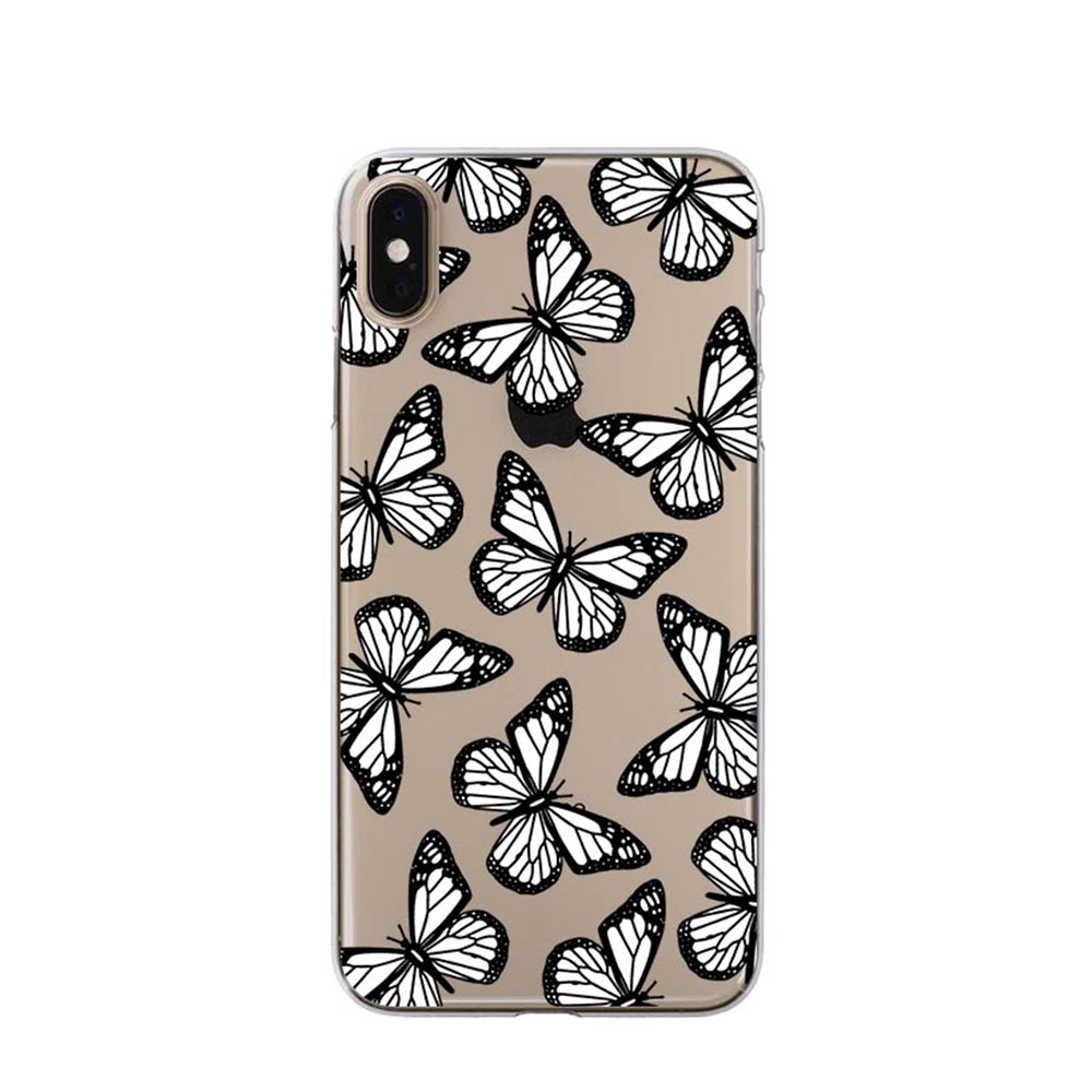 Image of Apfelkiste © - iPhone Xs Max Gummi Case Hülle Ultra Thin Weisse Schmetterlinge - Transparent bei Apfelkiste.ch