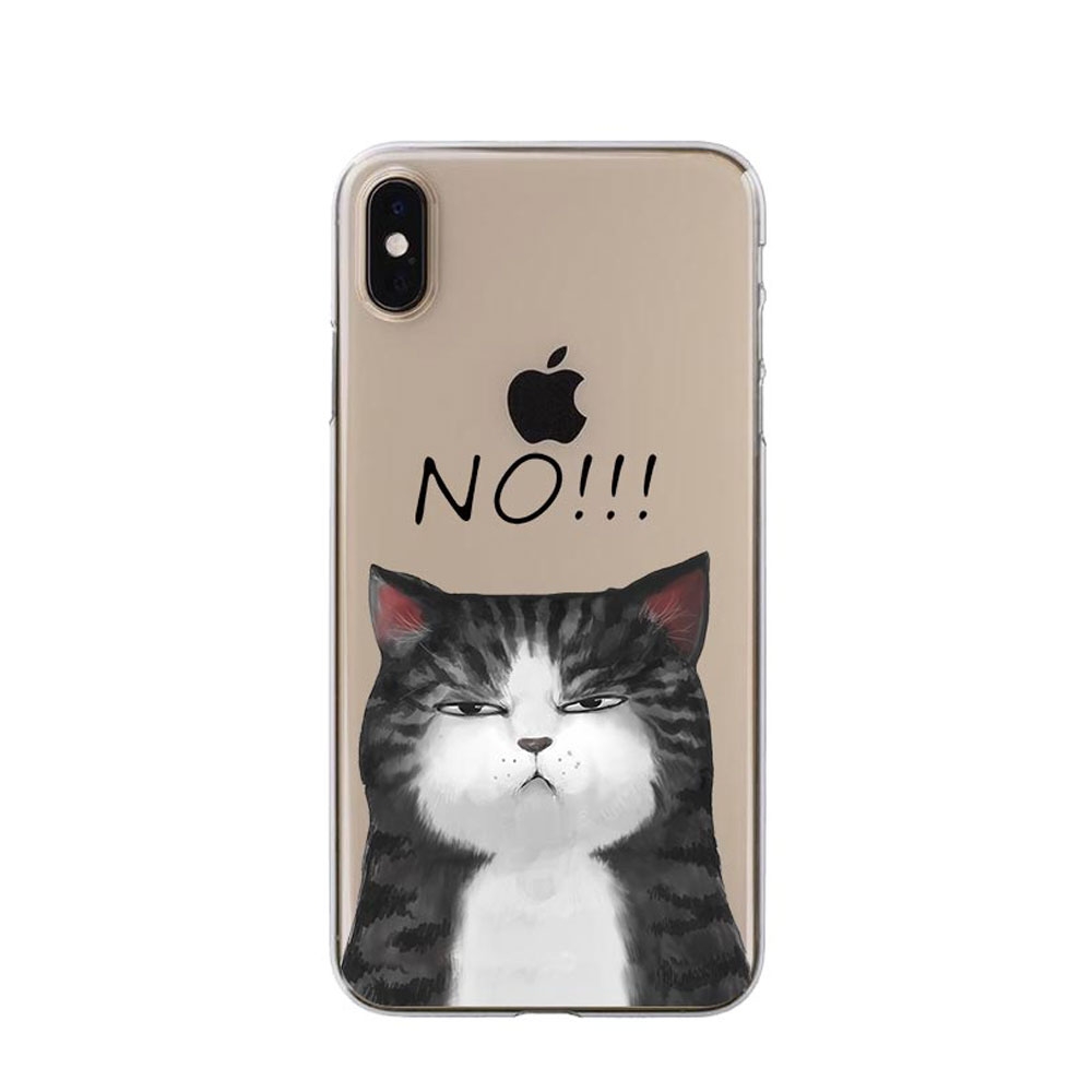 Image of Apfelkiste © - iPhone Xs / X Gummi Case Hülle Ultra Thin Crumpy Cat - Transparent bei Apfelkiste.ch