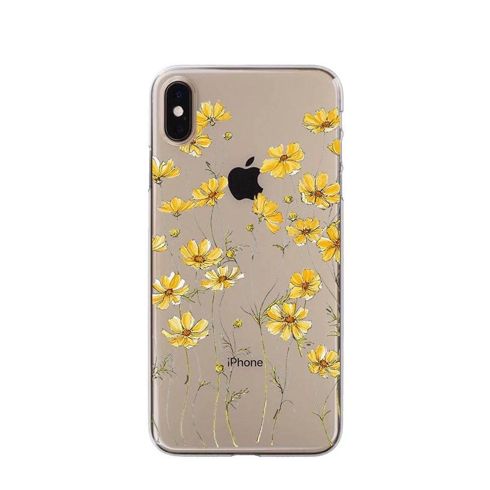 Image of Apfelkiste © - iPhone Xs / X Gummi Case Hülle Ultra Thin Gelbe Blümchen - Transparent bei Apfelkiste.ch