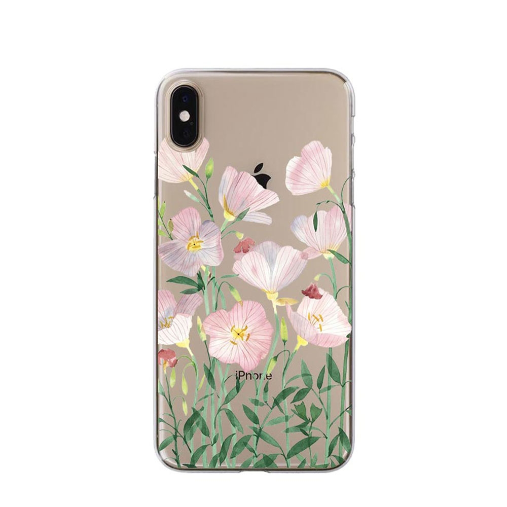 Image of Apfelkiste © - iPhone Xs / X Gummi Case Hülle Ultra Thin Rosa Blumen - Transparent bei Apfelkiste.ch