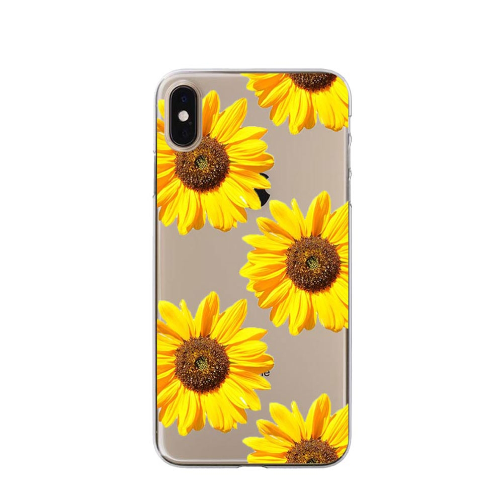 Image of Apfelkiste © - iPhone Xs / X Gummi Case Hülle Ultra Thin Sonnenblumen - Transparent bei Apfelkiste.ch