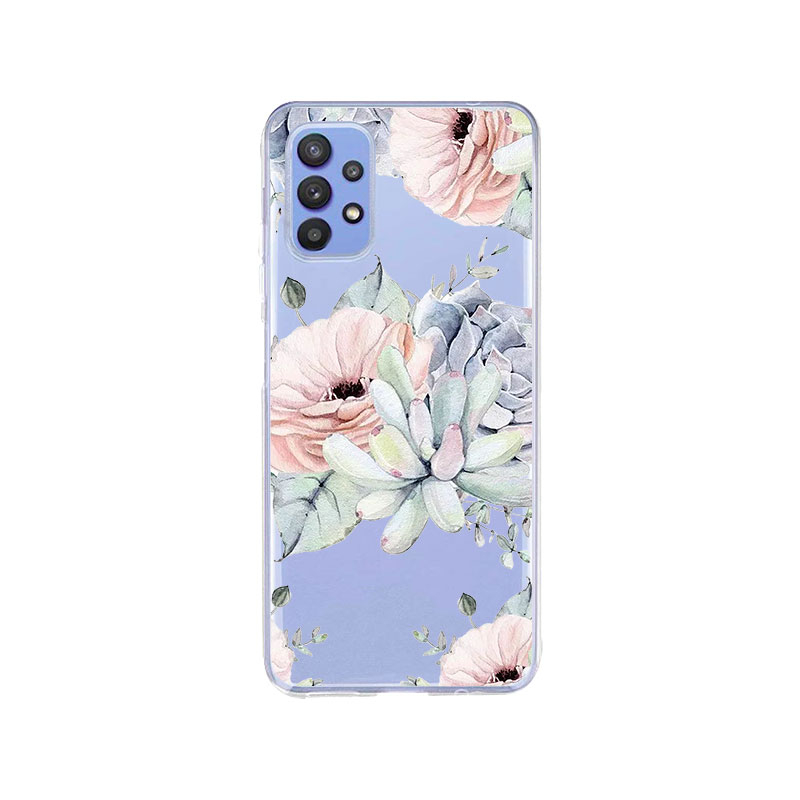 Image of Apfelkiste © - Samsung Galaxy A32 5G Gummi Schutzhülle Blumen - Transparent bei Apfelkiste.ch