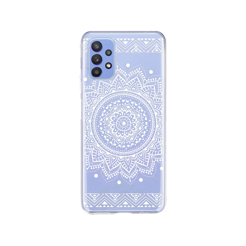 Image of Apfelkiste © - Samsung Galaxy A32 5G Gummi Schutzhülle Mandala - Transparent / Weiss bei Apfelkiste.ch