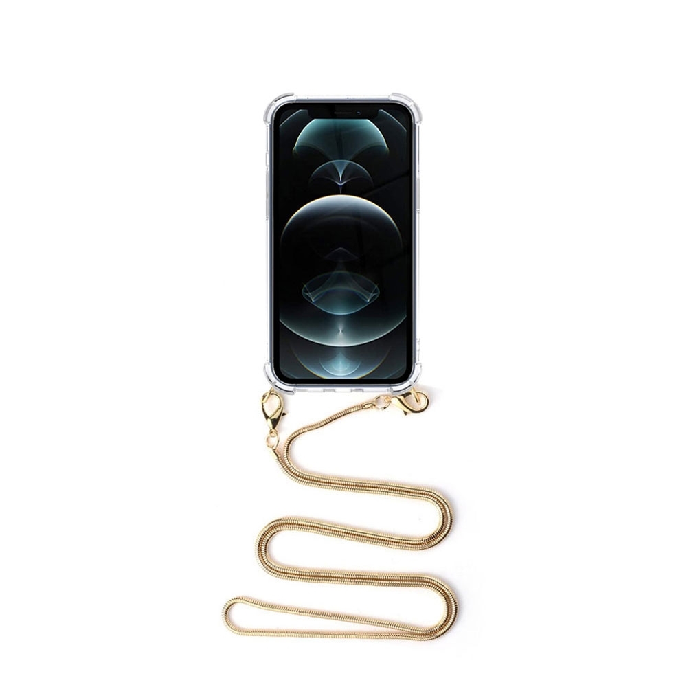 Image of Apfelkiste © - Samsung Galaxy S21 Ultra 5G Necklace Gummi Hülle Air Cushion Fallschutz + Schlangenkette (1.2m) - Gold bei Apfelkiste.ch