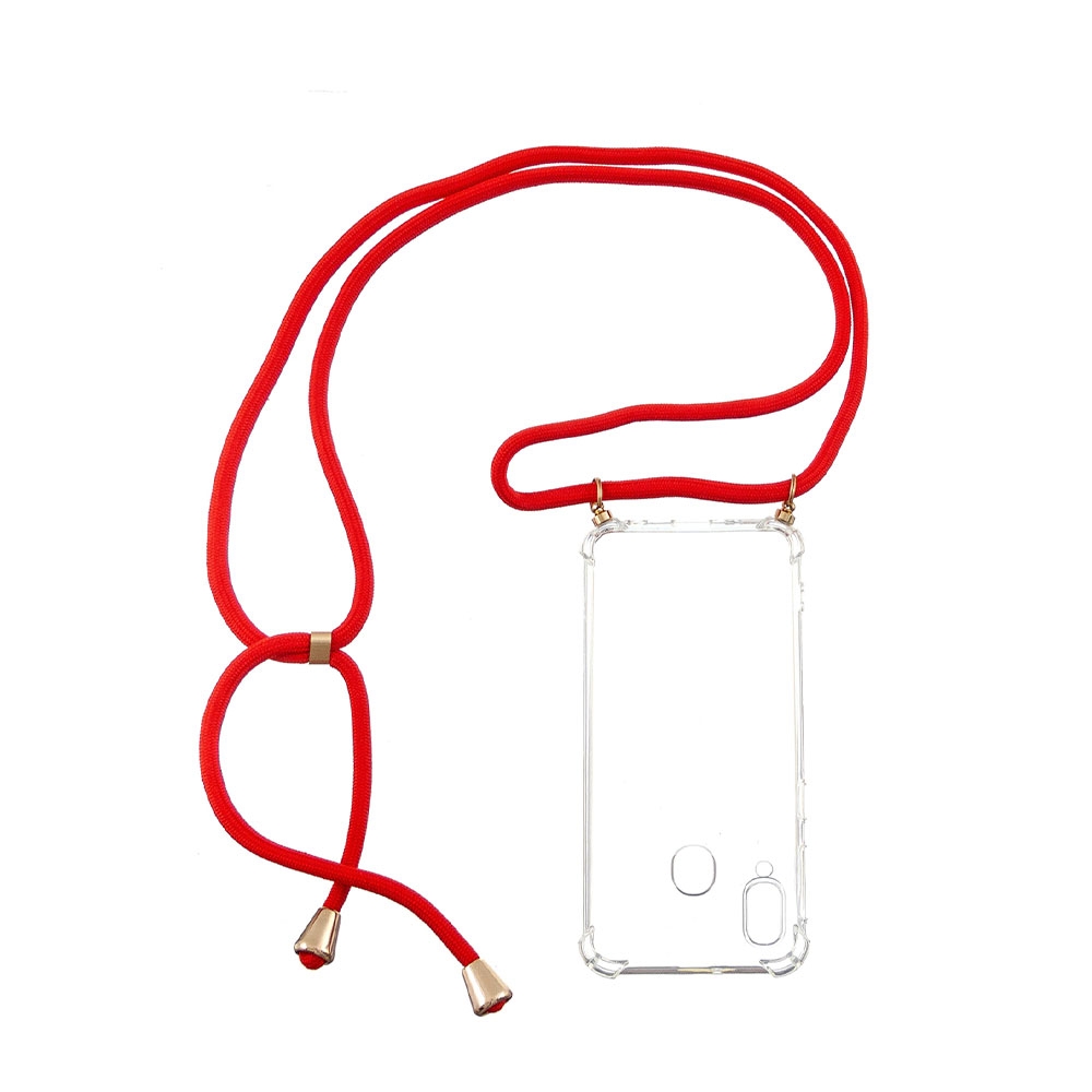 Image of Apfelkiste © - Samsung Galaxy A40 Necklace Gummi Hülle Air Cushion Fallschutz + Handykette (150cm) - Rot / Gold bei Apfelkiste.ch