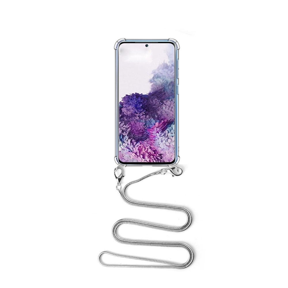 Image of Apfelkiste © - Samsung Galaxy A40 Necklace Gummi Hülle Air Cushion Fallschutz + Schlangenkette (1.2m) - Silber bei Apfelkiste.ch