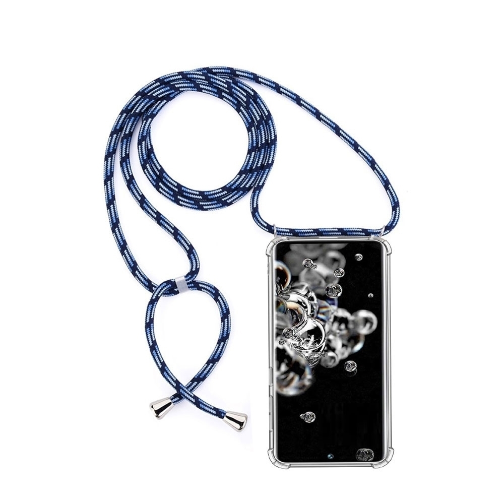 Image of Apfelkiste © - Samsung Galaxy Note 10 Lite Necklace Gummi Hülle Air Cushion Fallschutz + Handykette (150cm) - Blau / Silber bei Apfelkiste.ch