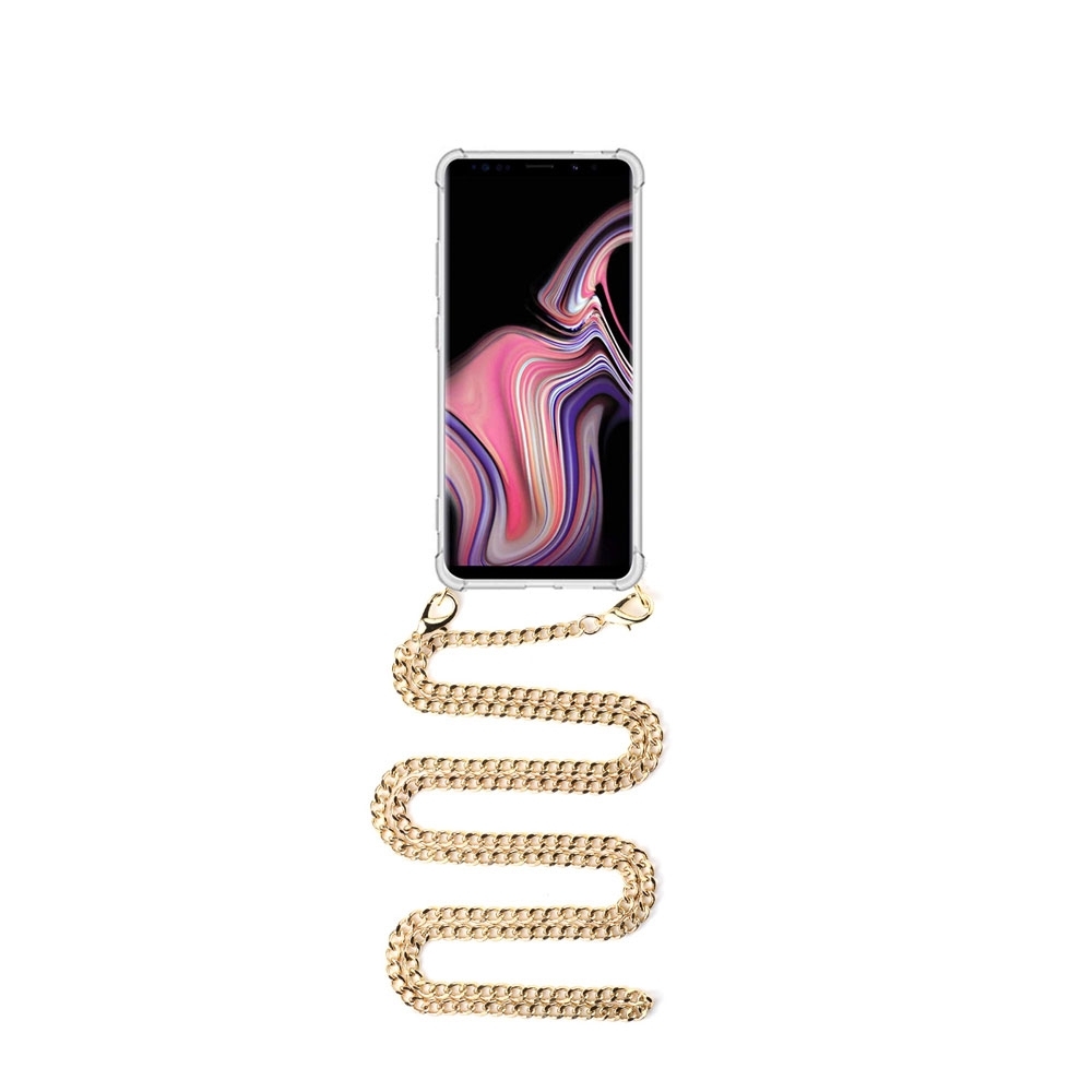 Image of Apfelkiste © - Samsung Galaxy Note 10+ Plus / 10+ Plus 5G Necklace Gummi Hülle Air Cushion Fallschutz + Panzerkette (1.2m) - Gold bei Apfelkiste.ch