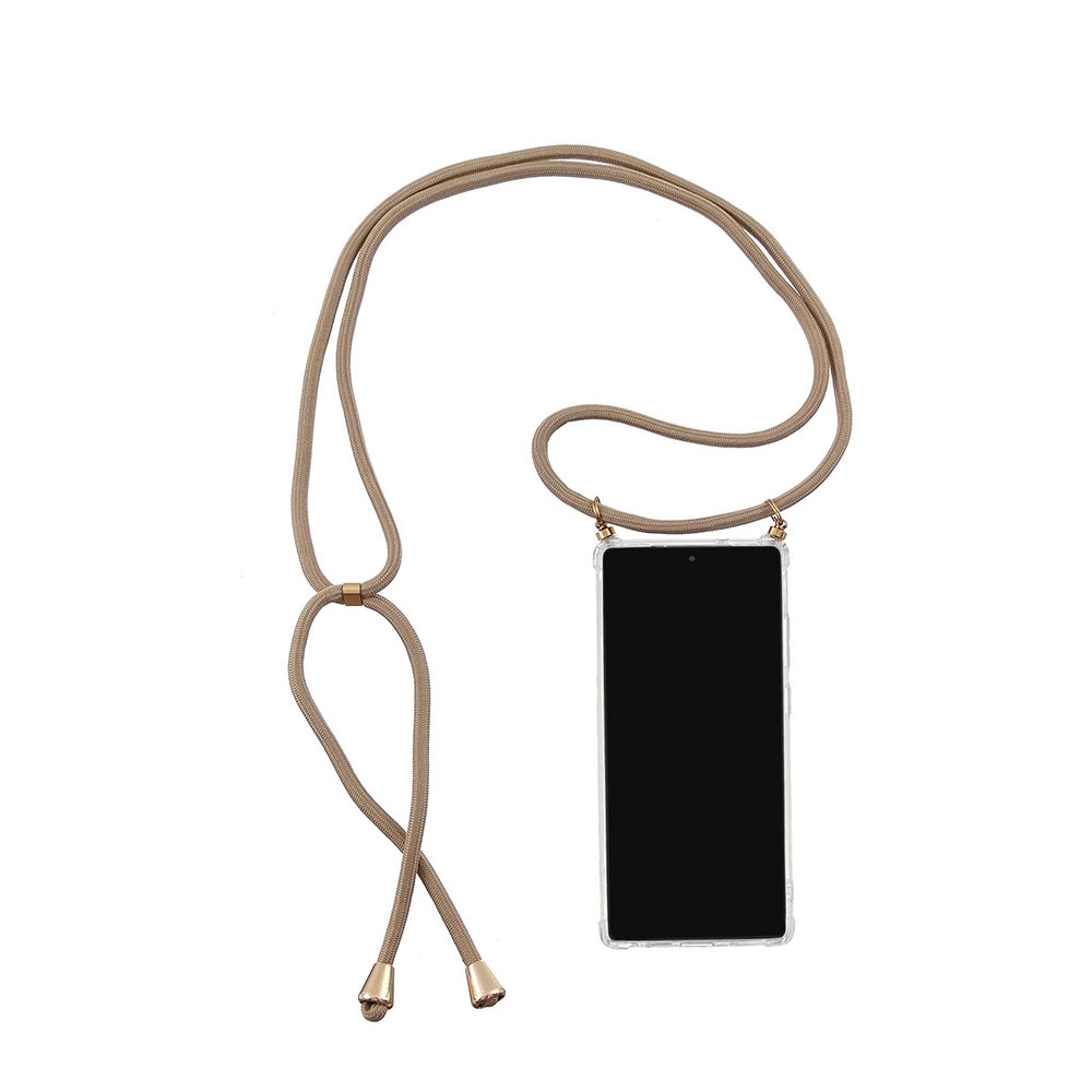 Image of Apfelkiste © - Samsung Galaxy Note 20 Ultra / 20 Ultra 5G Necklace Gummi Hülle Air Cushion Fallschutz + Handykette (150cm) - Beige / Gold bei Apfelkiste.ch