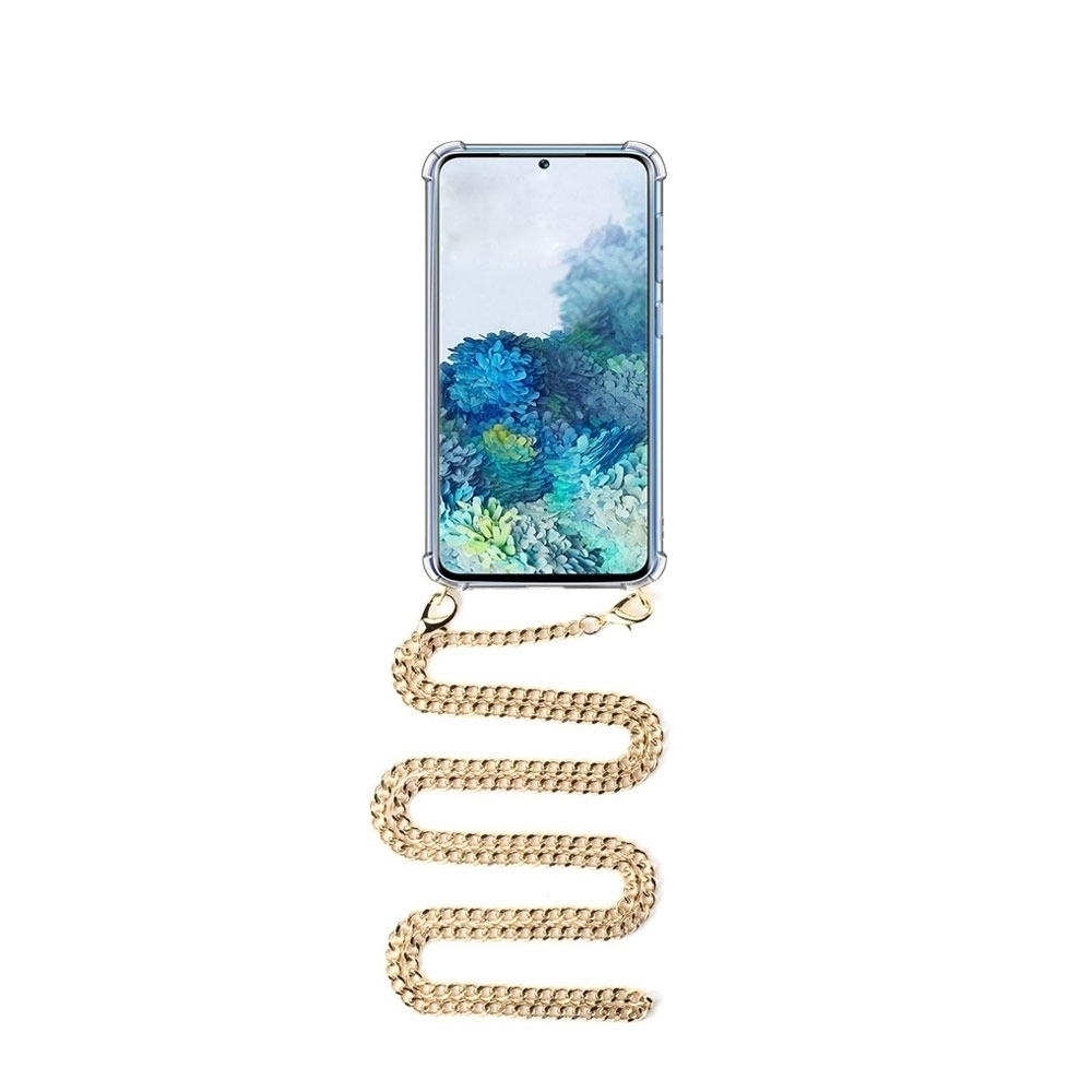 Image of Apfelkiste © - Samsung Galaxy S10 Lite Necklace Gummi Hülle Air Cushion Fallschutz + Panzerkette (1.2m) - Gold bei Apfelkiste.ch