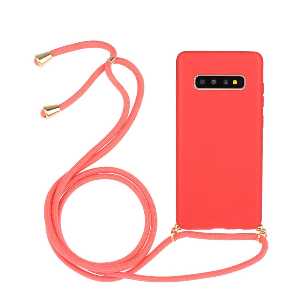 Image of Apfelkiste © - Samsung Galaxy S10+ Plus Necklace Bio Gummi Case Hülle Eco Friendly Nachhaltig Kompostierbar + Handykette (150cm) - Rot bei Apfelkiste.ch