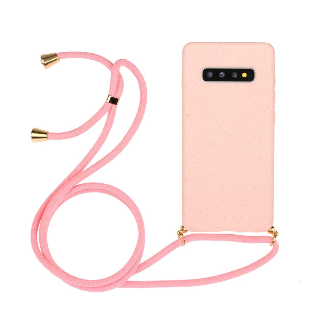 Image of Apfelkiste © - Samsung Galaxy S10+ Plus Necklace Bio Gummi Case Hülle Eco Friendly Nachhaltig Kompostierbar + Handykette (150cm) - Rosa bei Apfelkiste.ch