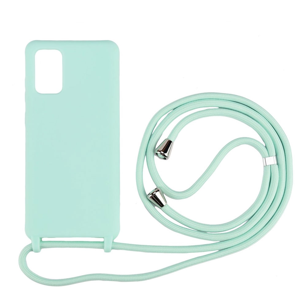 Image of Apfelkiste © - Samsung Galaxy S20 Ultra / S20 Ultra 5G Necklace Gummi Case Hülle + Handykette (150cm) - Türkis / Silber bei Apfelkiste.ch