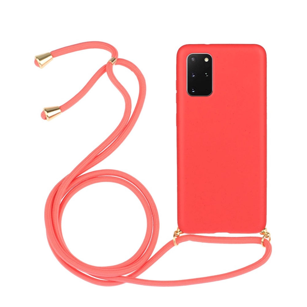 Image of Apfelkiste © - Samsung Galaxy S20+ Plus / S20+ Plus 5G Necklace Bio Gummi Hülle Eco Friendly Nachhaltig Kompostierbar + Handykette (150cm) - Rot bei Apfelkiste.ch