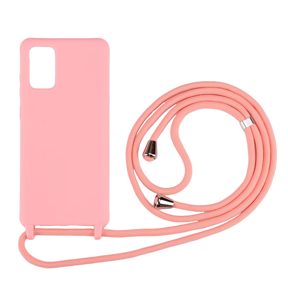 Image of Apfelkiste © - Samsung Galaxy S20 Ultra / S20 Ultra 5G Necklace Gummi Case Hülle + Handykette (150cm) - Pink / Silber bei Apfelkiste.ch