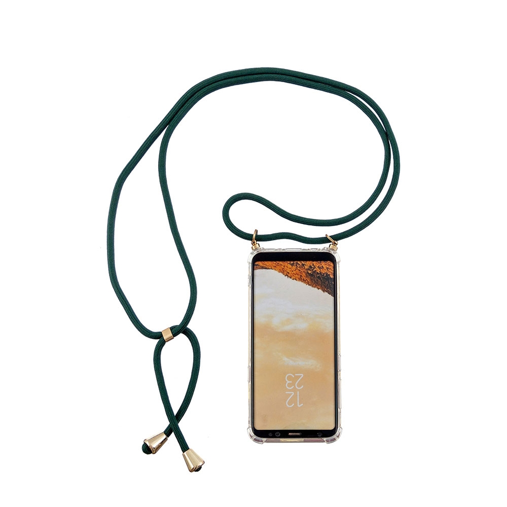 Image of Apfelkiste © - Samsung Galaxy S8 Necklace Gummi Hülle Air Cushion Fallschutz + Handykette (150cm) - Grün / Gold bei Apfelkiste.ch
