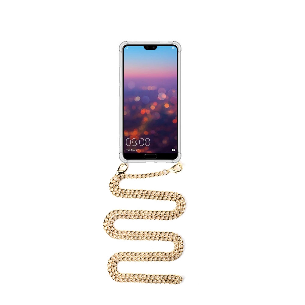 Image of Apfelkiste © - Huawei P20 Lite (2018) Necklace Gummi Hülle Air Cushion Fallschutz + Panzerkette (1.2m) - Gold bei Apfelkiste.ch