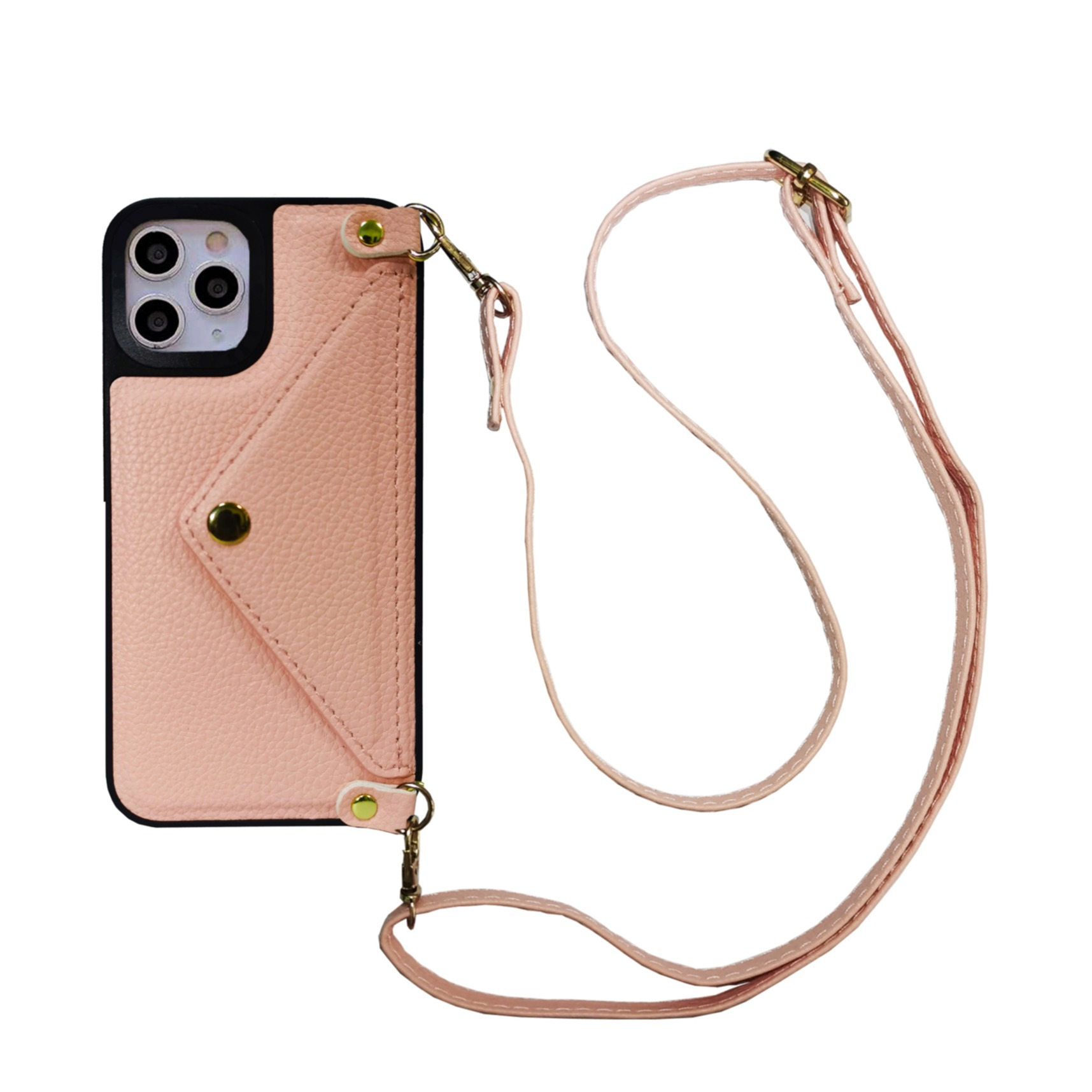 Image of Apfelkiste © - iPhone 11 Pro Max Necklace Leder Schutz Hülle mit Kartenfach + Handykette (120cm) - Rosa bei Apfelkiste.ch