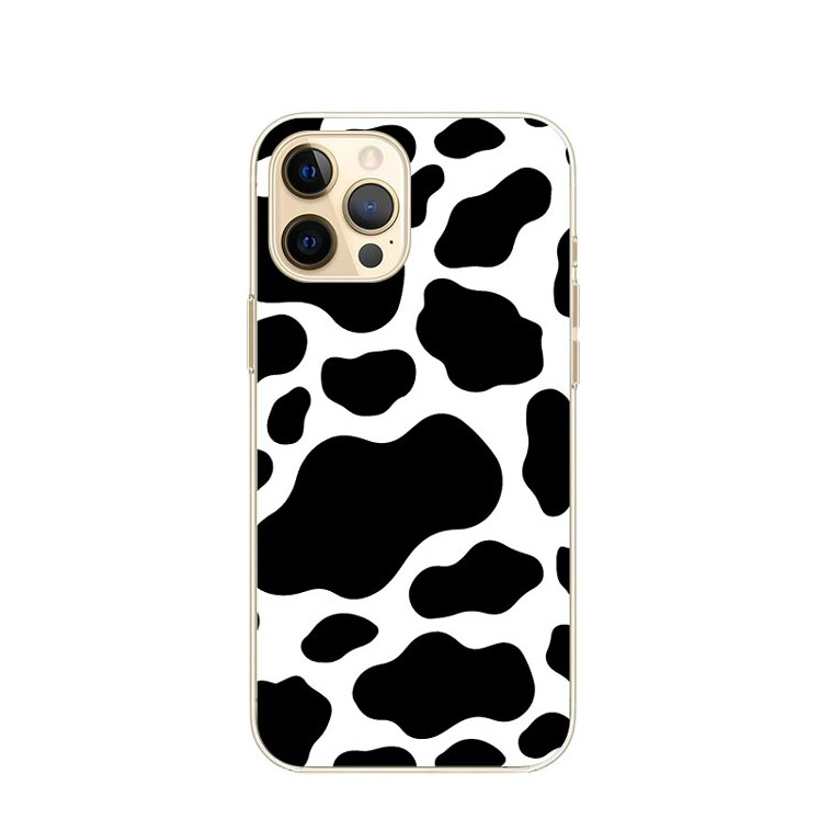 Image of Apfelkiste © - iPhone 12 / iPhone 12 Pro Gummi Case Hülle Ultra Thin Kuh Muster - Weiss / Schwarz bei Apfelkiste.ch