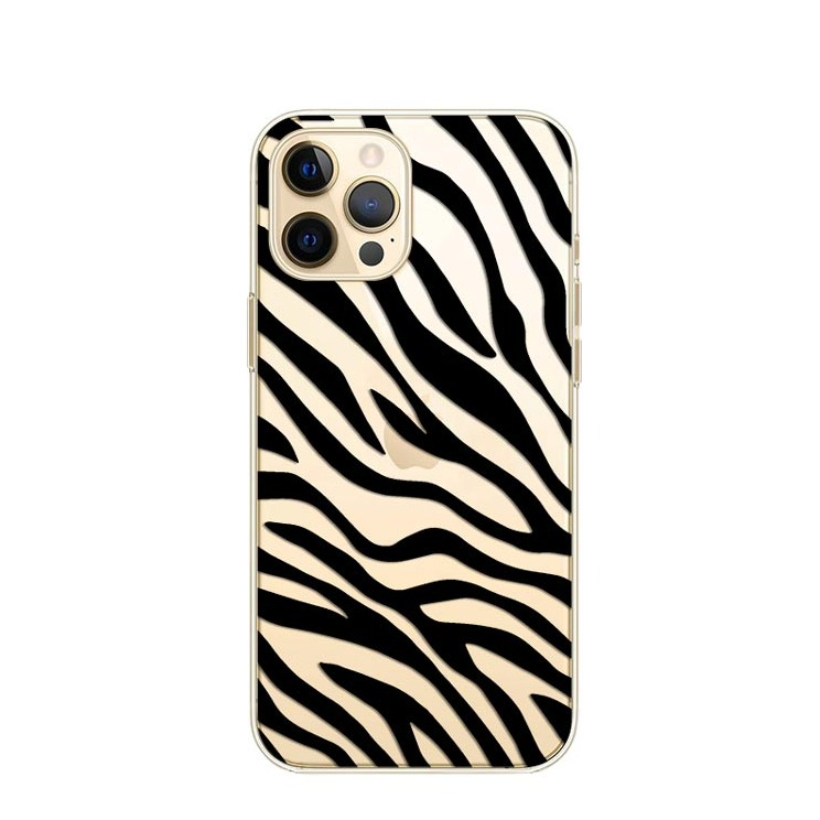 Image of Apfelkiste © - iPhone 12 Pro Max Gummi Case Hülle Ultra Thin Zebra - Transparent / Schwarz bei Apfelkiste.ch