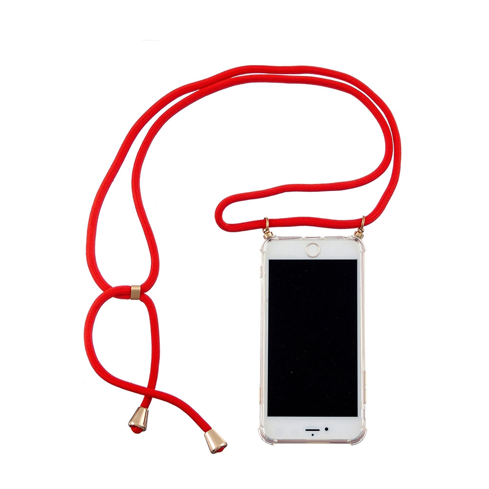 Image of Apfelkiste © - iPhone 6 / 6S Necklace Gummi Hülle Air Cushion Fallschutz + Handykette (150cm) - Rot / Gold bei Apfelkiste.ch