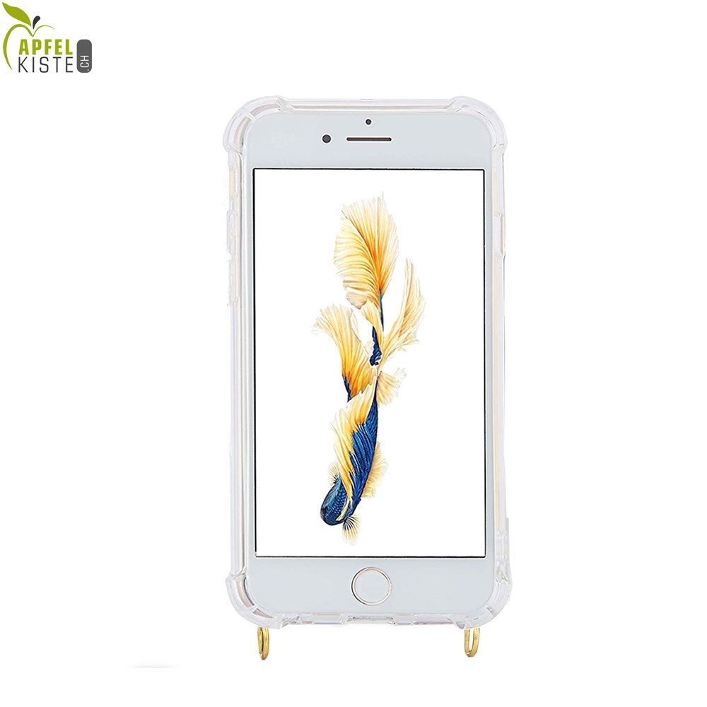© - iPhone 6 Plus / 6S Plus Necklace Gummi Hülle Air Cushion Fallschutz mit Öse - Gold (Transparent)
