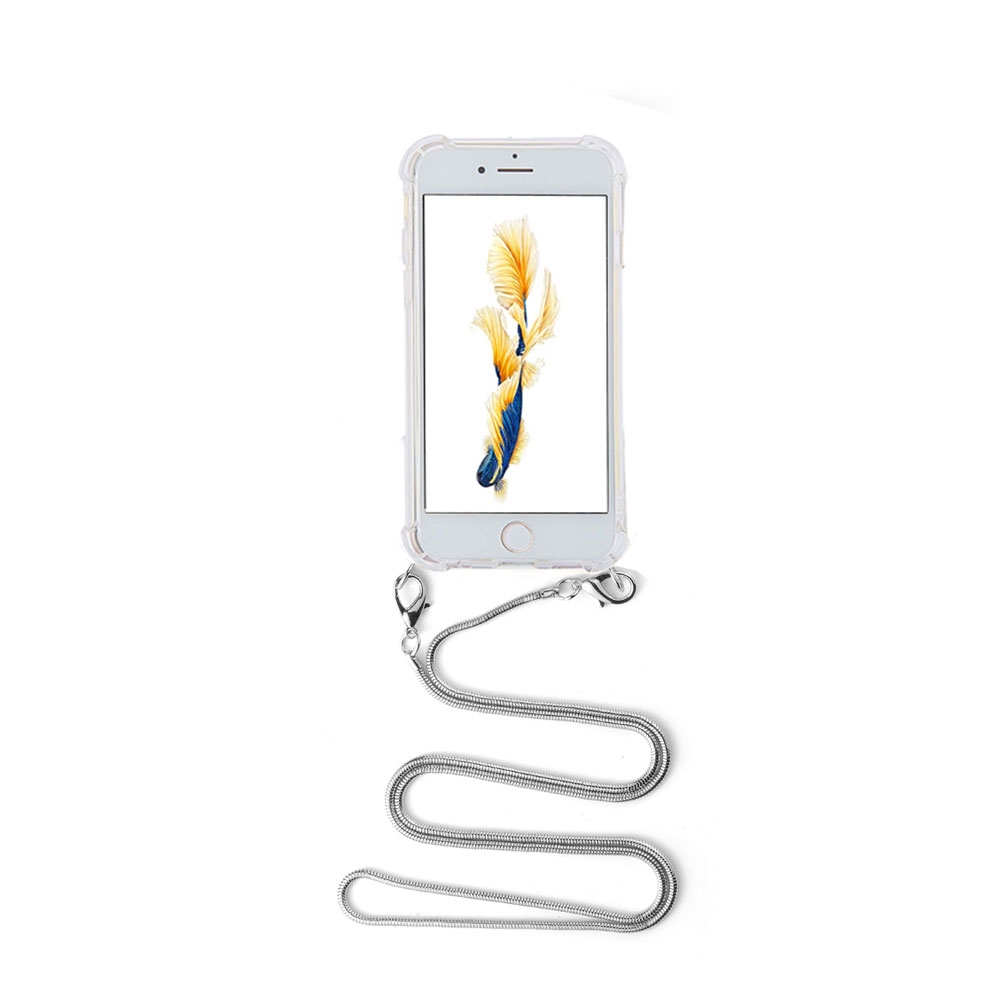 Image of Apfelkiste © - iPhone 6 Plus / iPhone 6S Plus Necklace Gummi Hülle Air Cushion Fallschutz + Schlangenkette (1.2m) - Silber bei Apfelkiste.ch