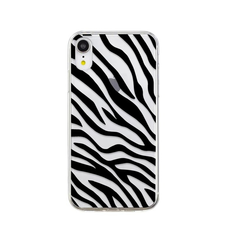Image of Apfelkiste © - iPhone Xr Gummi Case Hülle Ultra Thin Zebra - Transparent / Schwarz bei Apfelkiste.ch