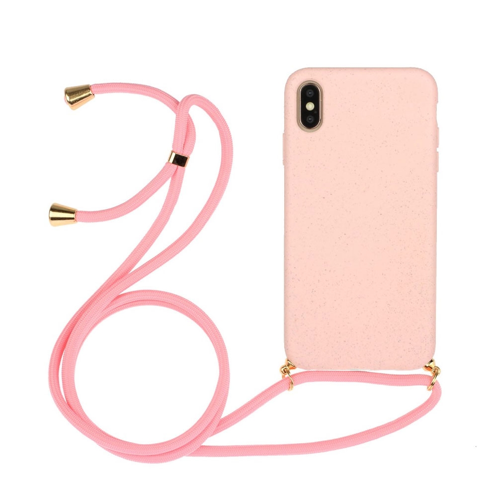 Image of Apfelkiste © - iPhone Xs Max Necklace Bio Gummi Case Hülle Eco Friendly Nachhaltig Kompostierbar + Handykette (150cm) - Rosa bei Apfelkiste.ch