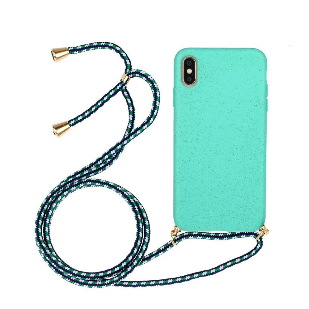 Image of Apfelkiste © - iPhone Xs Max Necklace Bio Gummi Case Hülle Eco Friendly Nachhaltig Kompostierbar + Handykette (150cm) - Türkis bei Apfelkiste.ch