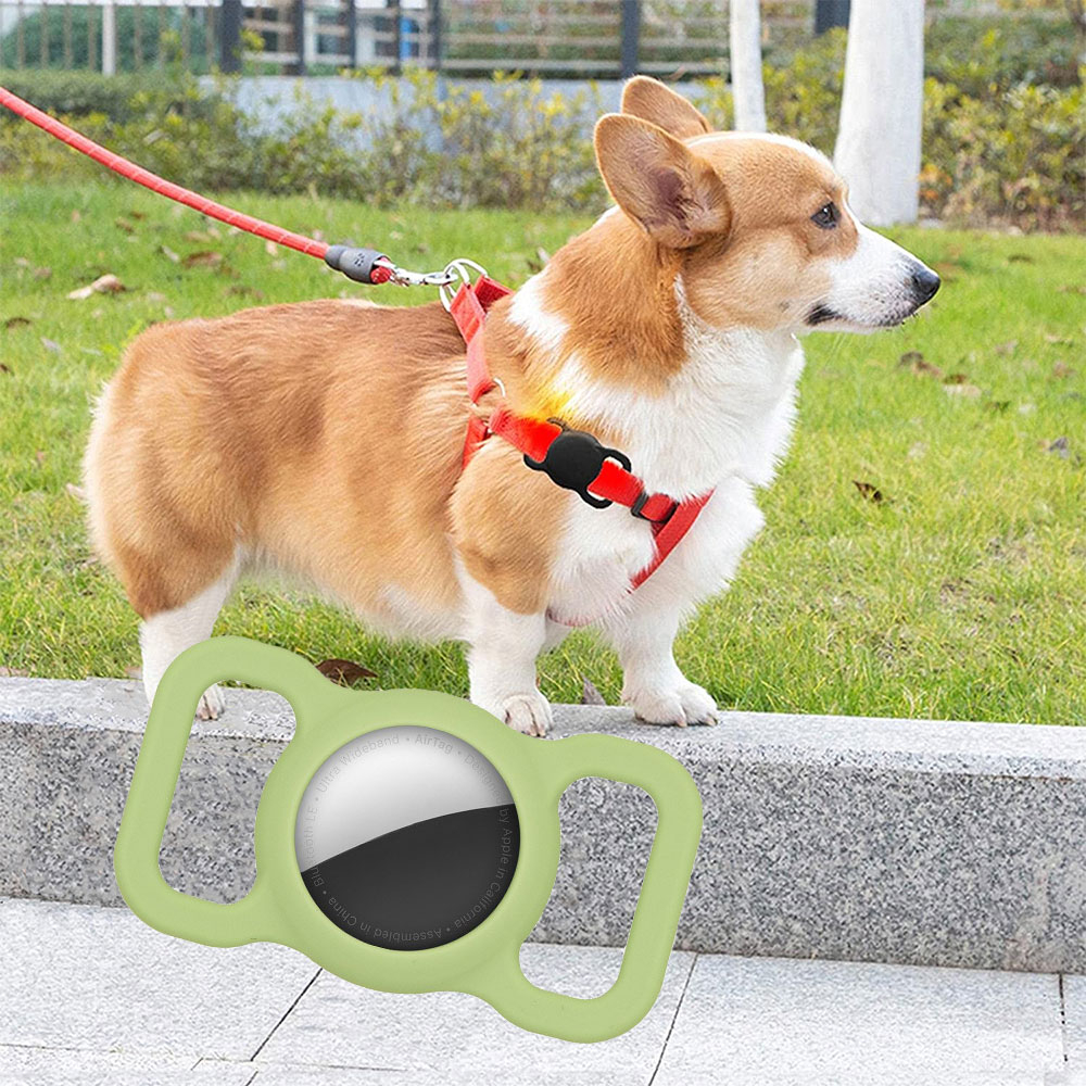 Image of Apple AirTag Silikon Case Hülle Halsband Halterung für Haustiere - Grün bei Apfelkiste.ch