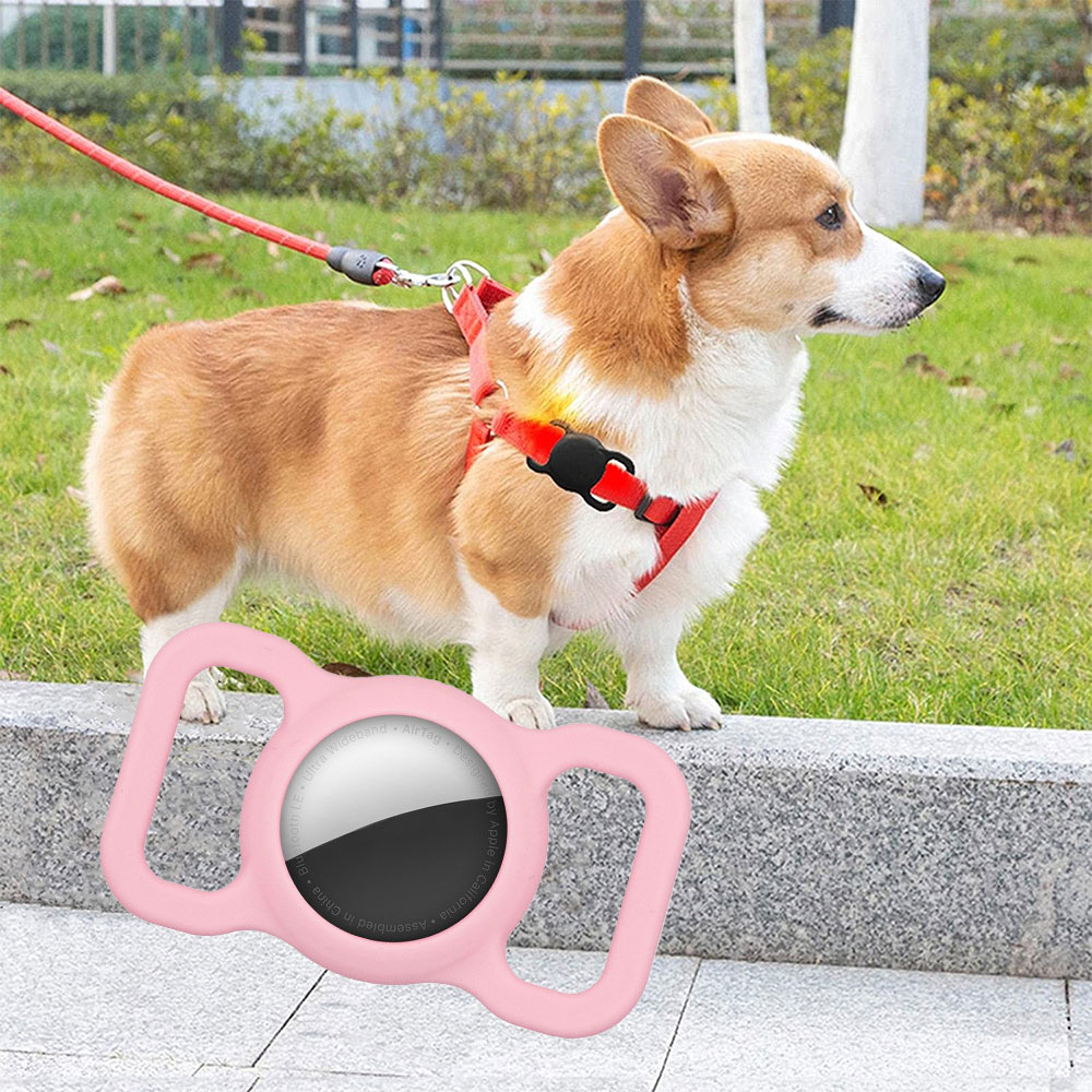 Image of Apple AirTag Silikon Case Hülle Halsband Halterung für Haustiere - Rosa bei Apfelkiste.ch