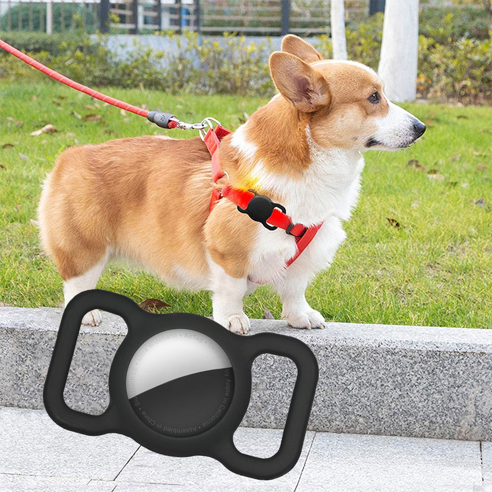 Image of Apple AirTag Silikon Case Hülle Halsband Halterung für Haustiere - Schwarz bei Apfelkiste.ch