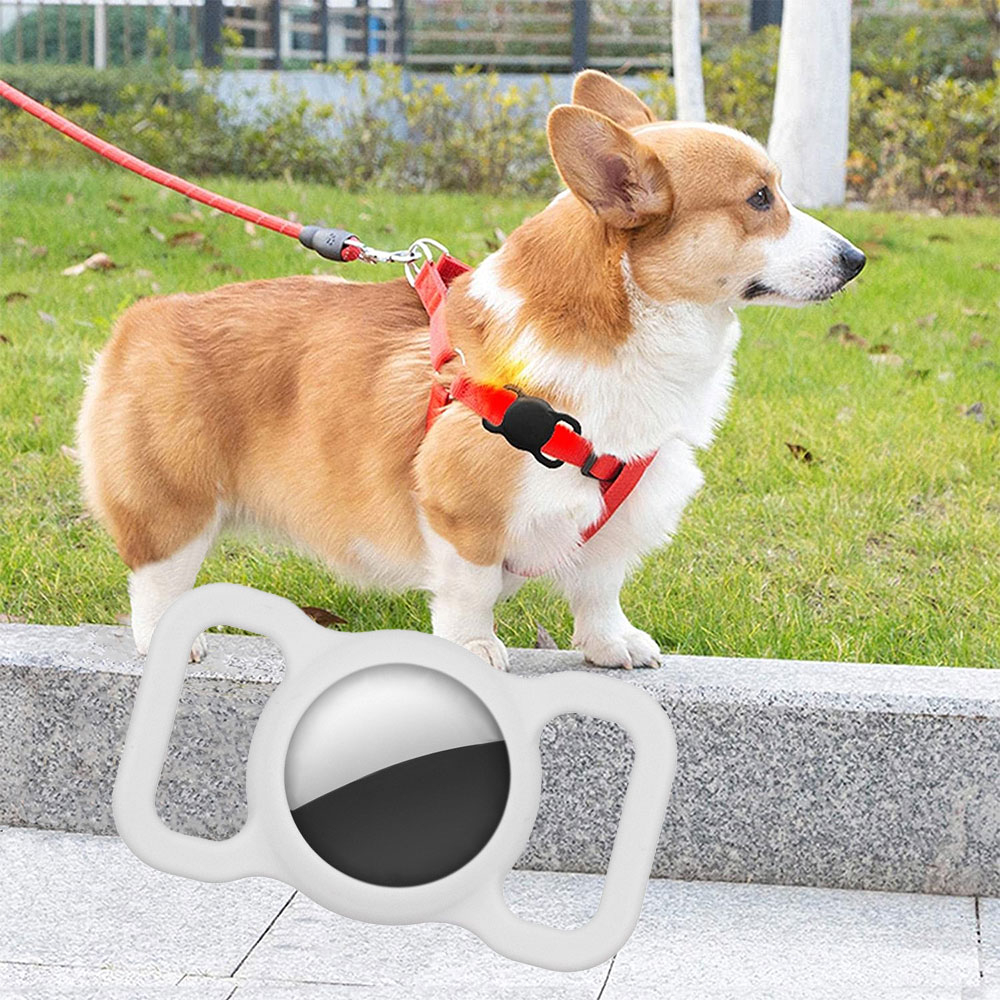 Image of Apple AirTag Silikon Case Hülle Halsband Halterung für Haustiere - Weiss bei Apfelkiste.ch