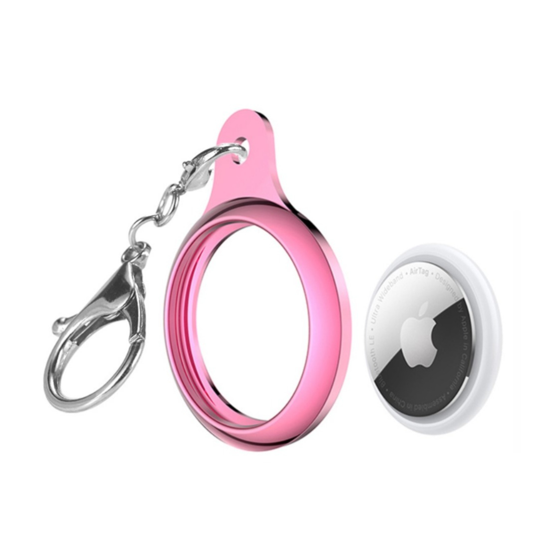 Image of Apple AirTag TPU Hardcase Hülle Schlüsselanhänger mit Triggerverschluss - Pink bei Apfelkiste.ch