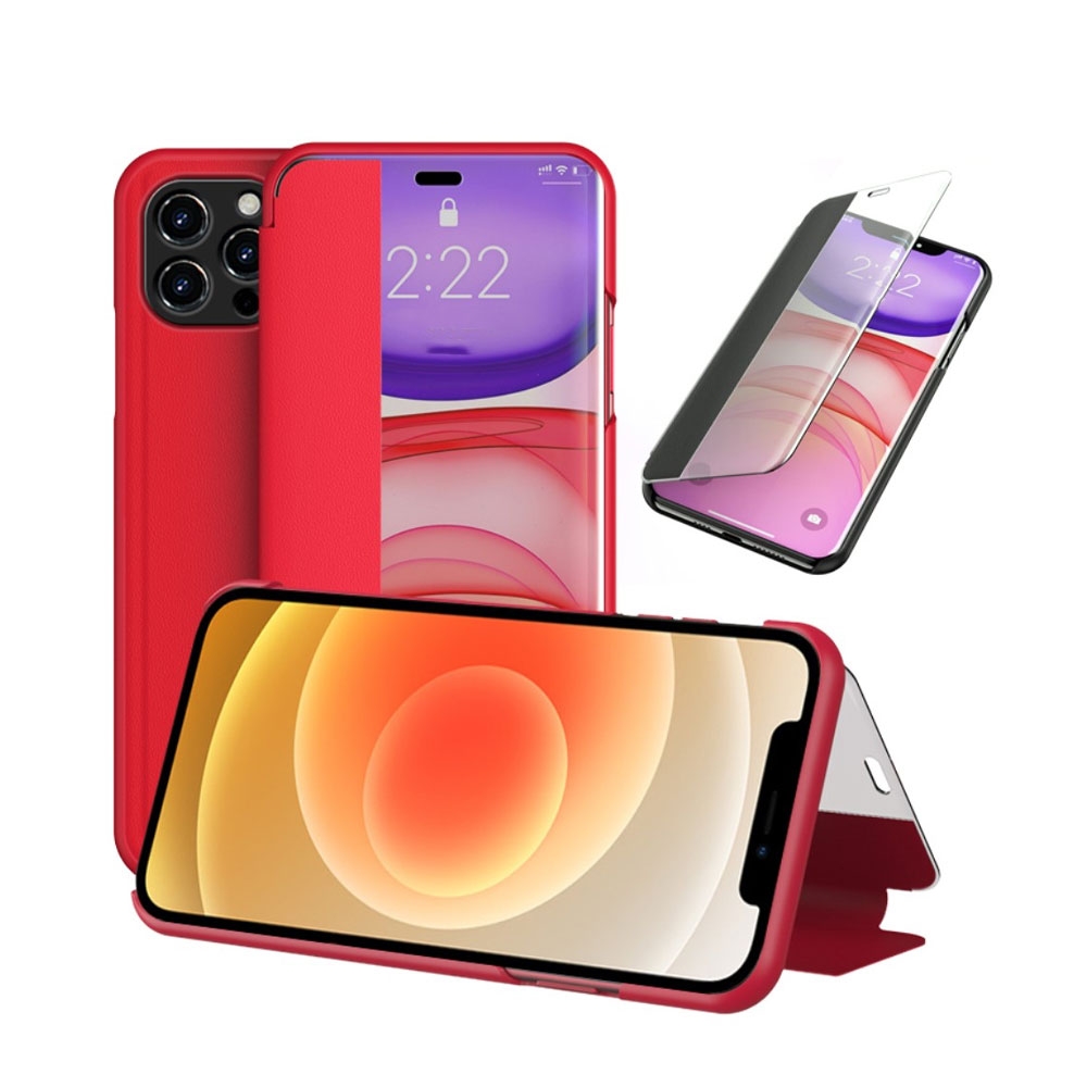 Image of iPhone 12 Mini Leder Hülle Window View Flip Case - Rot bei Apfelkiste.ch