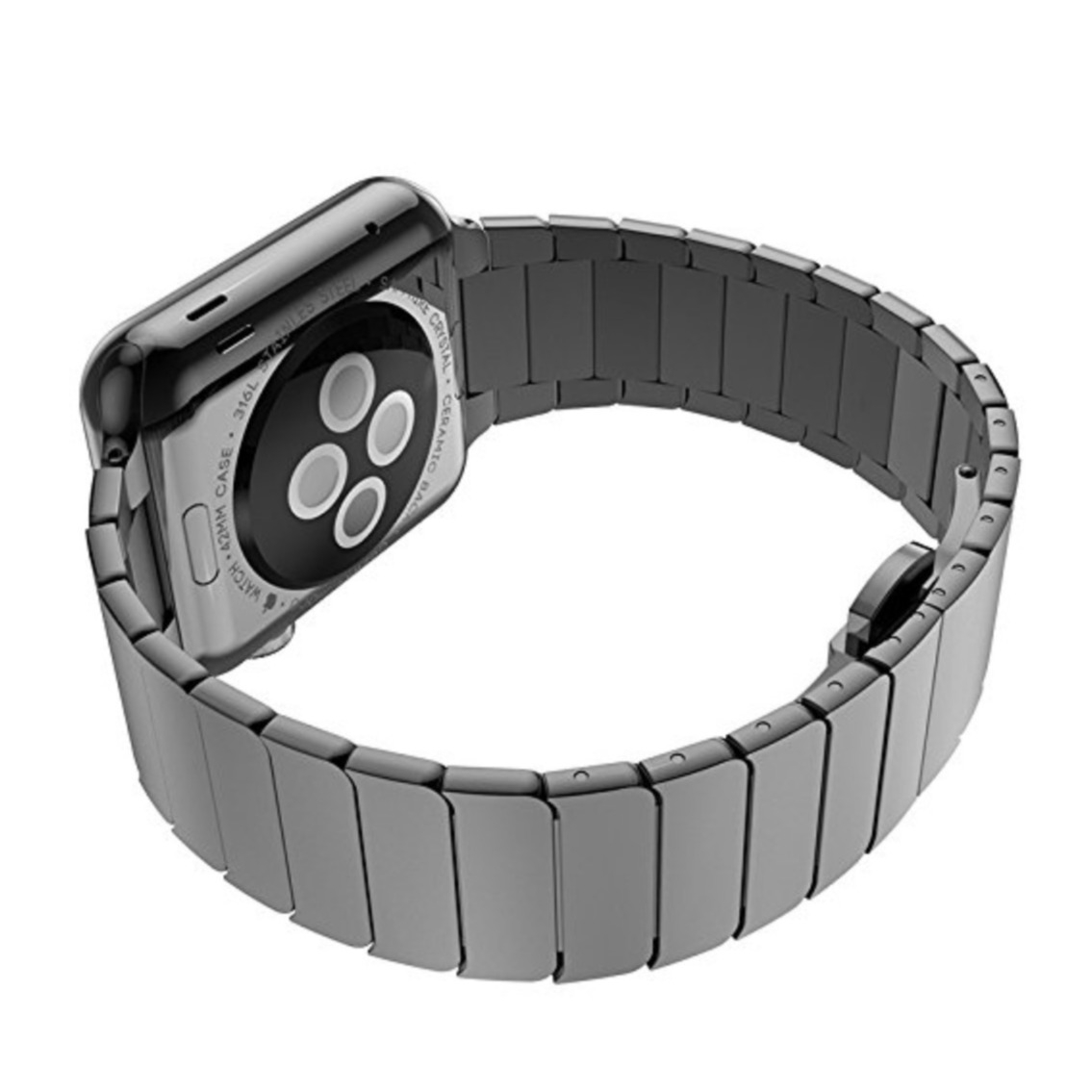 Image of Changee - Apple Watch (41/40/38 mm) Edelstahl Armband Armreif Design mit Butterfly Verschluss - Schwarz bei Apfelkiste.ch