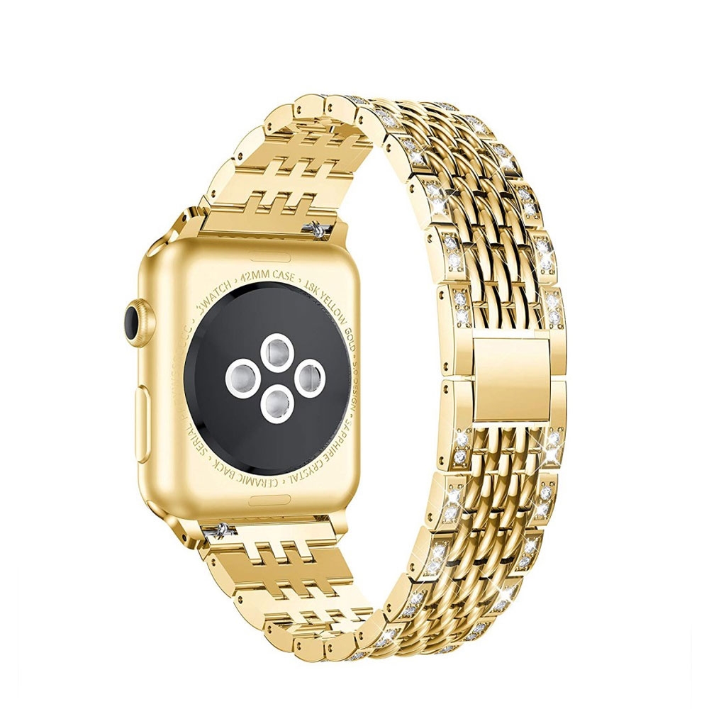 Apple Watch (38 mm / 40 mm) Edelstahl Armband im Diamant Look - Gold Apple Watch (38 mm / 40 mm) Edelstahl Armband im Diamant Look - Gold