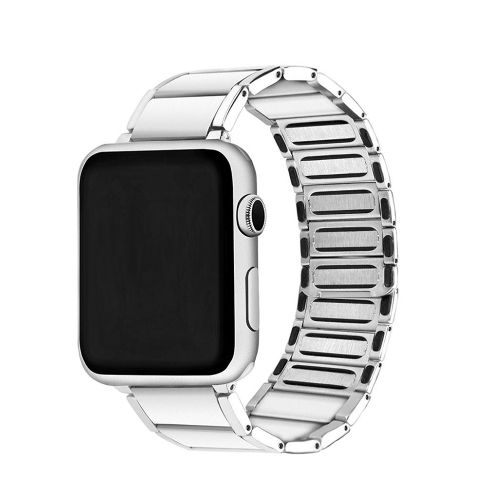 Image of (Gr. XXL) Apple Watch (41/40/38 mm) Edelstahl Armband mit Magnetverschluss (Gelenkumfang 220 mm) - Silber bei Apfelkiste.ch