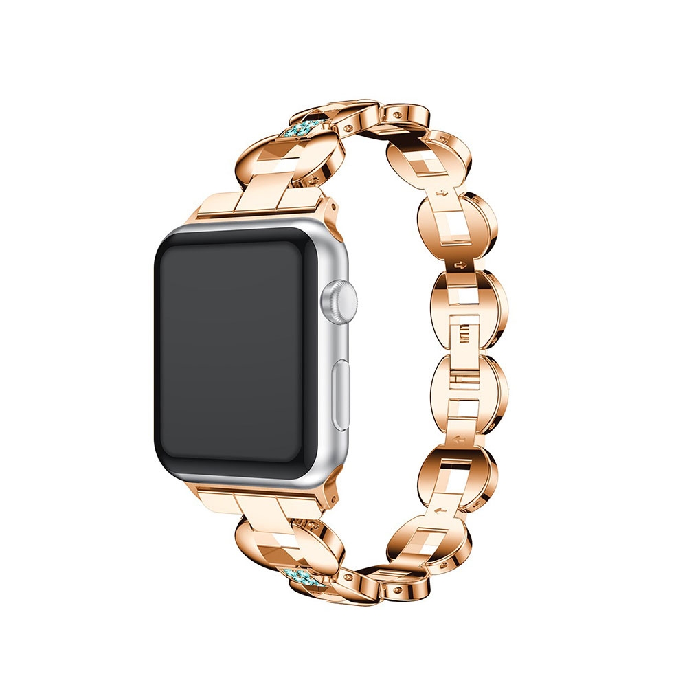 Apple Watch (38 mm / 40 mm) Elegantes Edelstahl Armband Blauer Diamant Look - Roségold Apple Watch (38 mm / 40 mm) Elegantes Edelstahl Armband Blauer Diamant Look - Roségold