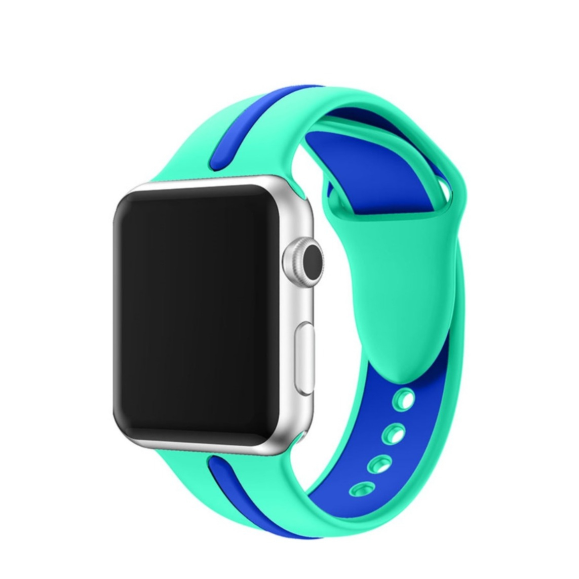 Image of Apple Watch (41/40/38 mm) Ersatz Silikon Armband Dual Color - Türkis / Blau bei Apfelkiste.ch