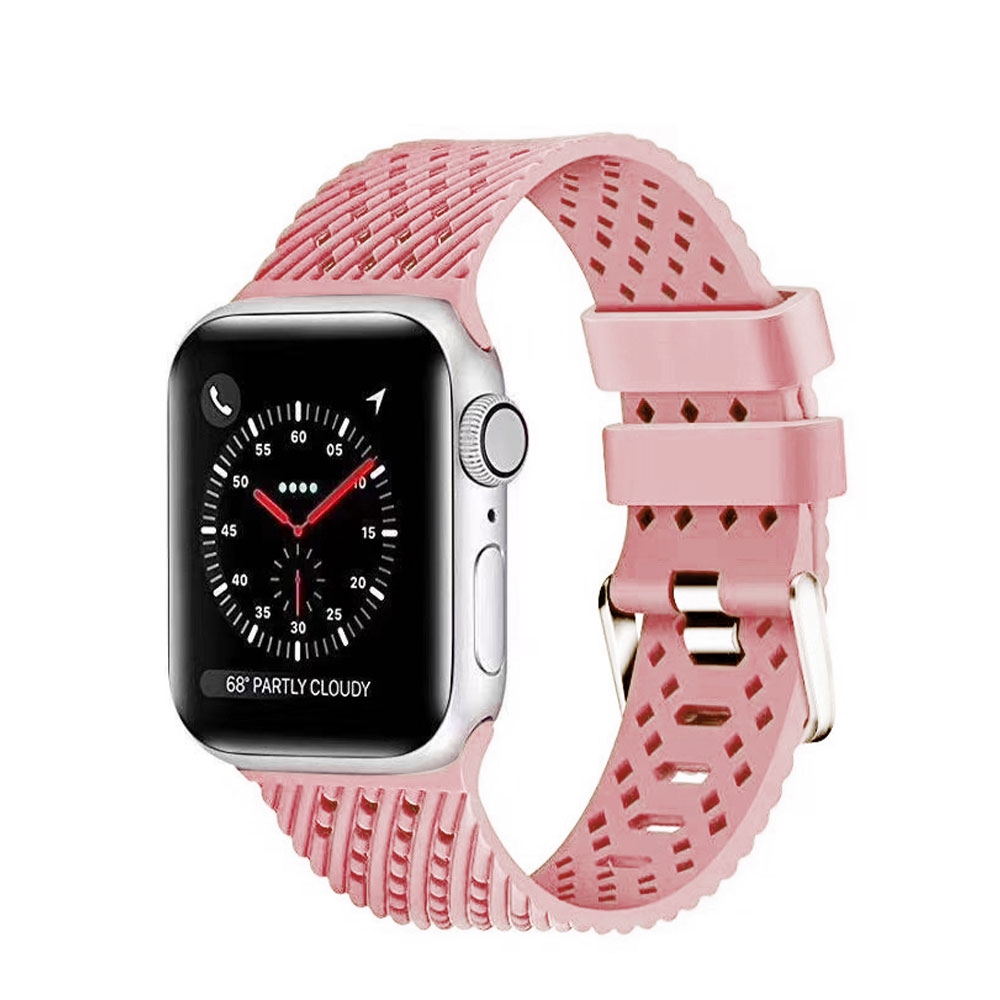 Image of (Gr. XL) Apple Watch (41/40/38 mm) Silikon Sport Armband Waben Muster (Gelenkumfang 180-250 mm) - Rosa bei Apfelkiste.ch