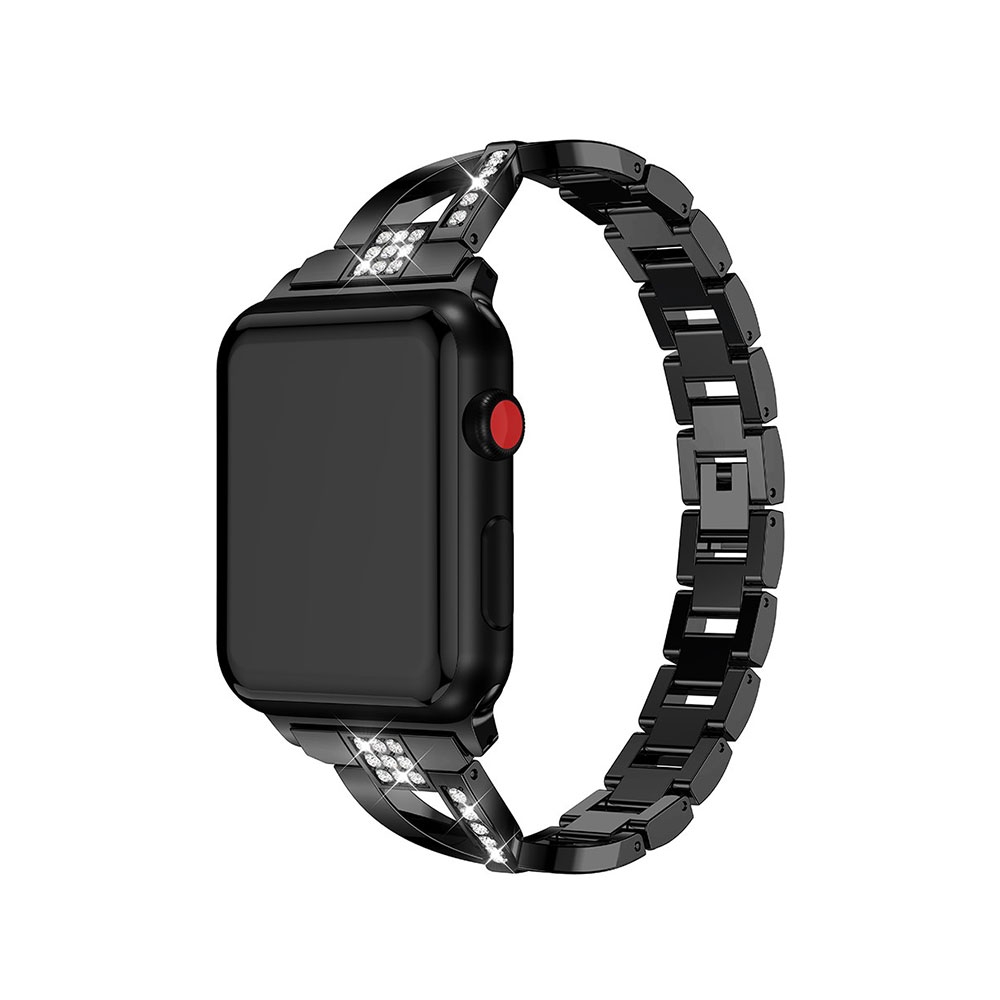 Apple Watch (38 mm / 40 mm) Elegantes Edelstahl Ersatz Armband Diamant Look - Schwarz Apple Watch (38 mm / 40 mm) Elegantes Edelstahl Ersatz Armband Diamant Look - Schwarz