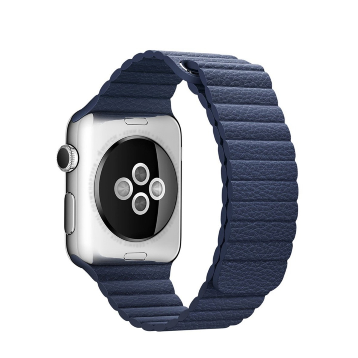 Image of (Gr. XL) Changee - Apple Watch (41/40/38 mm) Ersatz Echtleder Armband mit Magnetverschluss (Gelenkumfang 180-230 mm) - Dunkelblau bei Apfelkiste.ch