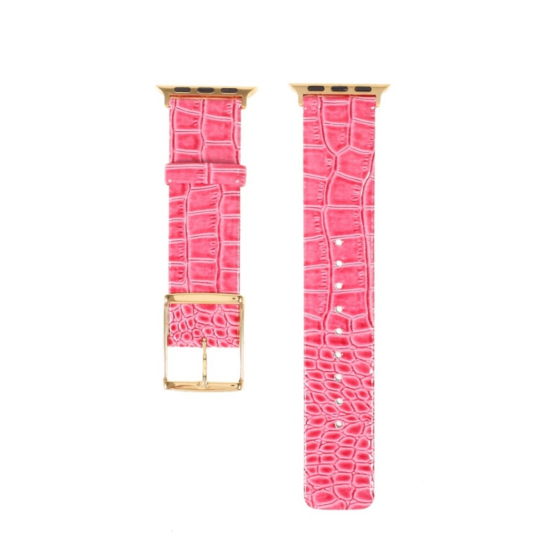 Image of Apple Watch (41/40/38 mm) Ersatz Echtleder Armband im Kroko Look (Gelenkumfang: 170-220mm) - Pink bei Apfelkiste.ch