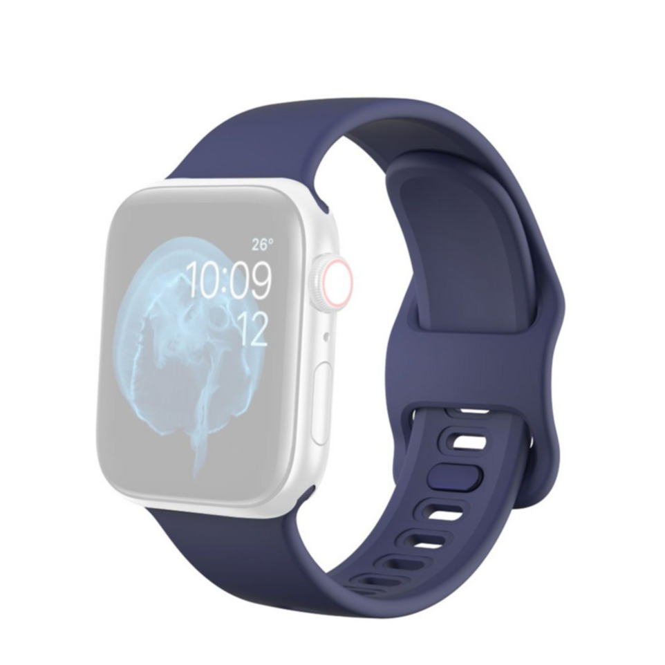 Image of Apple Watch (45/44/42 mm) Ersatz Silikon Sport Armband (Gelenkumfang: 170-220mm) - Dunkelblau bei Apfelkiste.ch