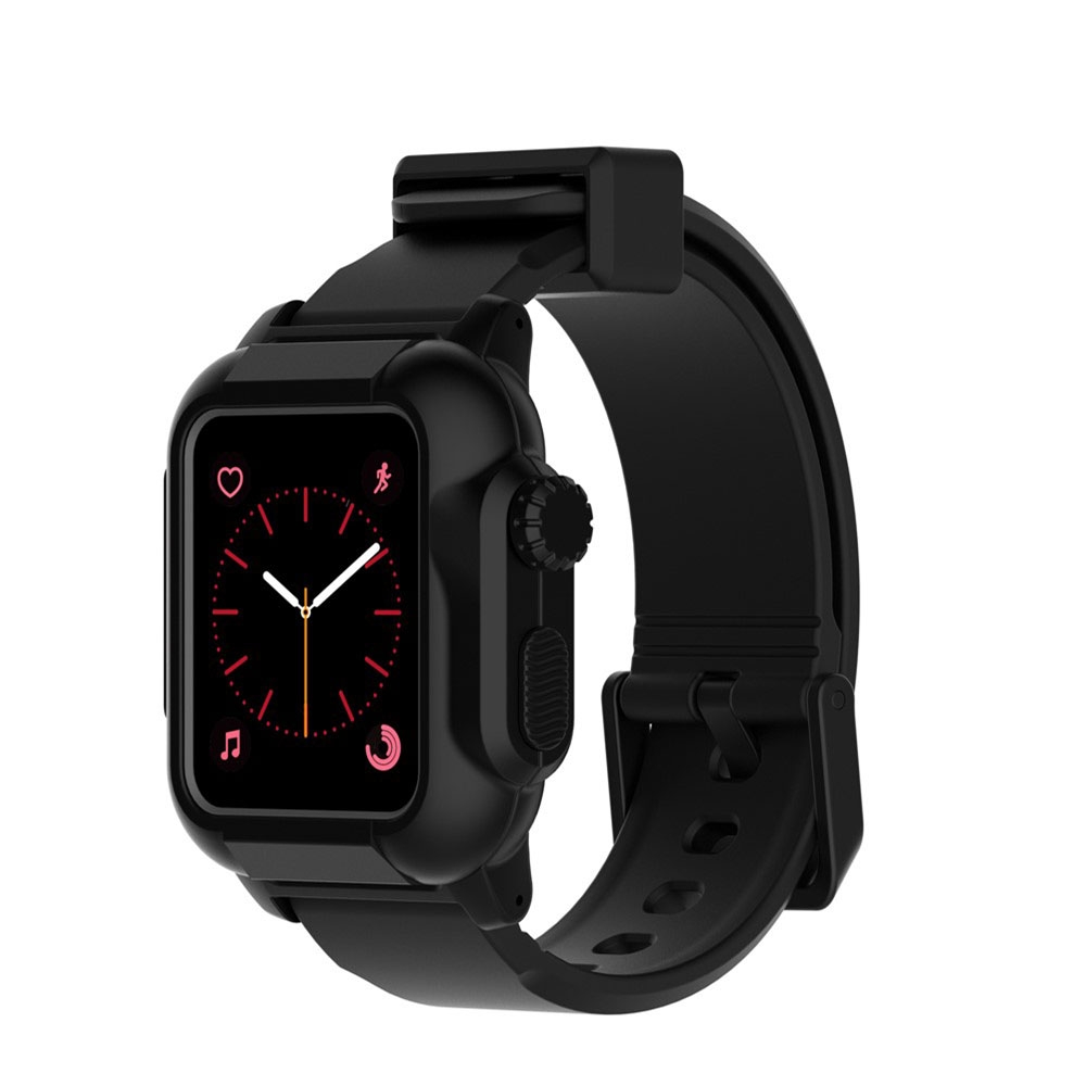 Image of 2in1 Apple Watch (42 mm) Silikon Armband + Spritzwasserfestes Bumper Case (IPX68) - Schwarz bei Apfelkiste.ch