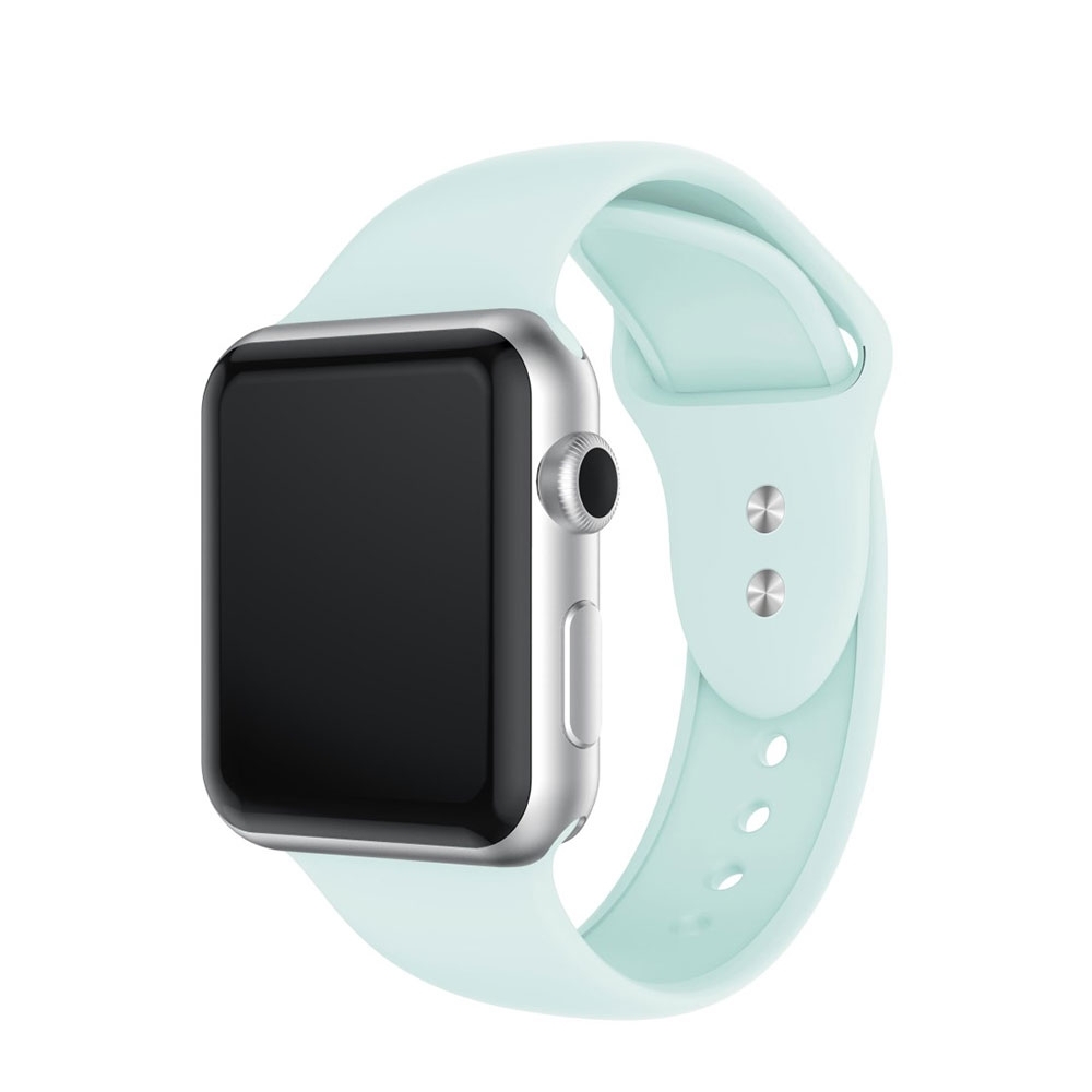 Image of Apple Watch (45/44/42 mm) Silikon Sport Armband (Grösse M/L) Doppelverschluss - Türkis (Meerschaum) bei Apfelkiste.ch